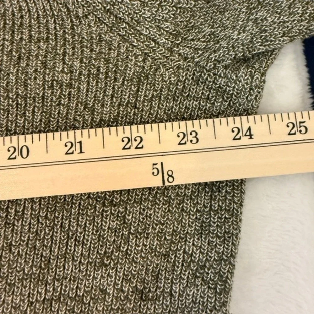 J.Crew Textured Cotton Crewneck Sweater Marled Knit Pullover Olive Cream XL